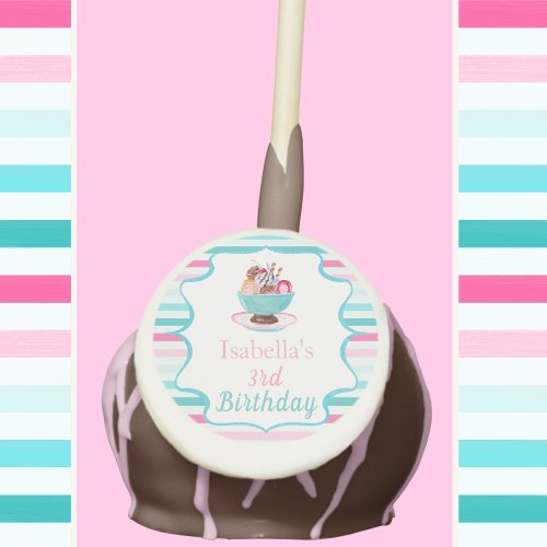 Watercolor Ice Cream Sundae Birthday Cake Pops