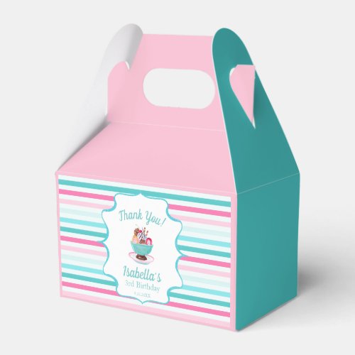 Watercolor Ice Cream Sundae Birthday  Favor Boxes