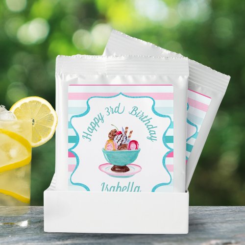 Watercolor Ice Cream Sundae Birthday  Lemonade Drink Mix