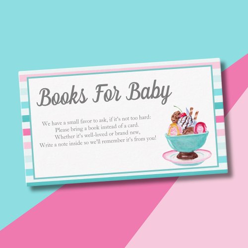Watercolor Ice Cream Sundae Books For Baby Enclosure Card