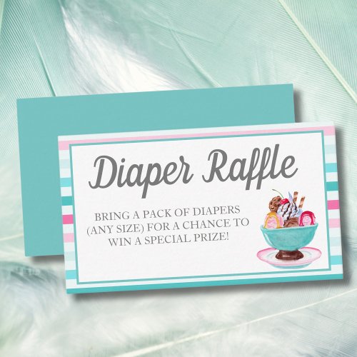 Watercolor Ice Cream Sundae Diaper Raffle Enclosure Card