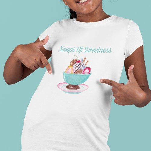 Watercolor Ice Cream Sundae Kids T_Shirt