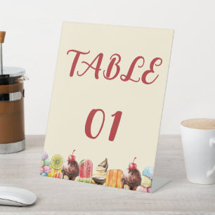 Watercolor Ice Cream Sweet Baby Shower Table Pedestal Sign