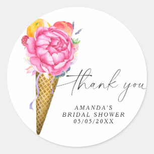 Watercolor ice cream - thank you bridal shower classic round sticker
