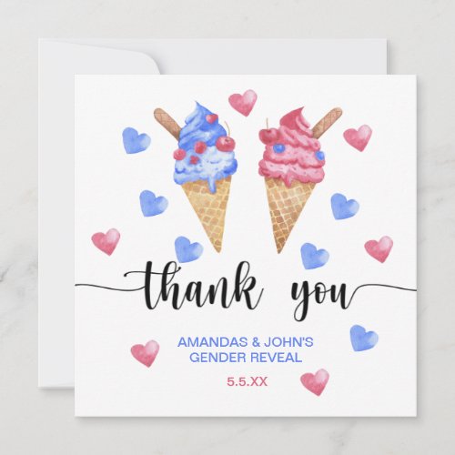Watercolor Ice cream Thank you gender reveal