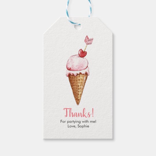 Watercolor Ice Cream Favor Tags