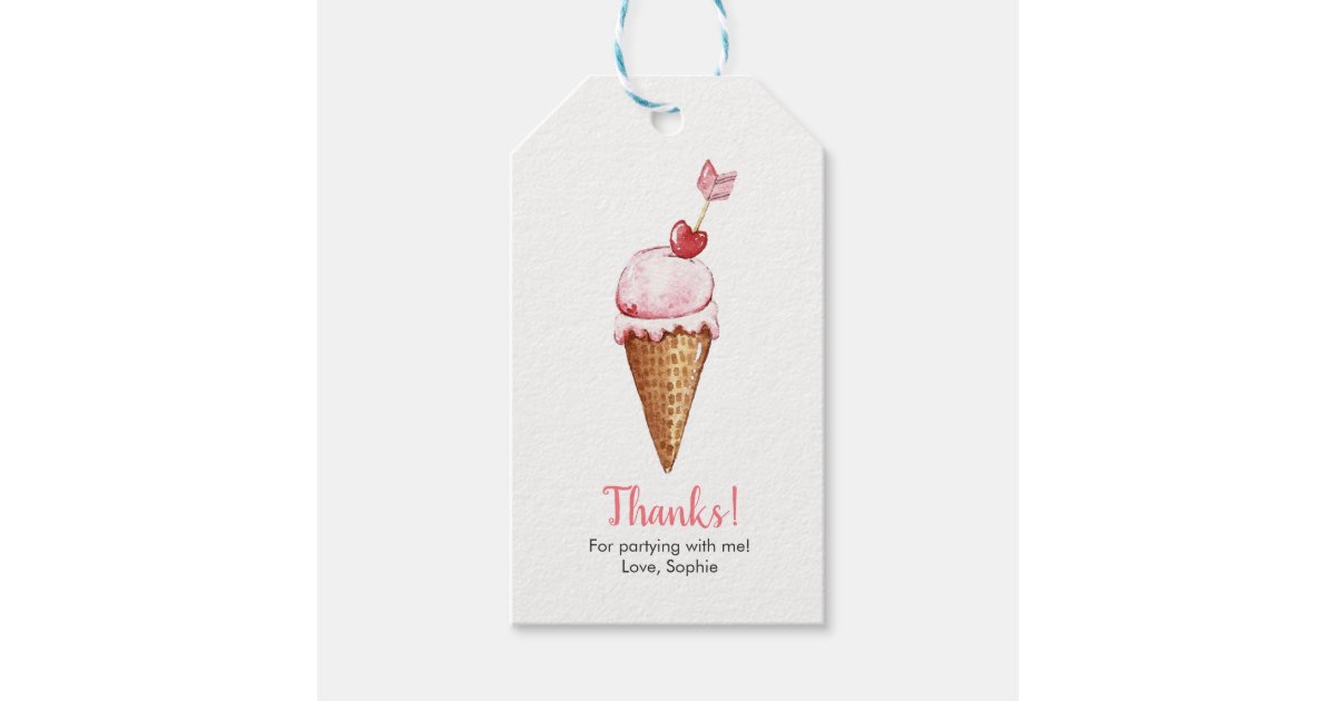 Watercolor Ice cream Thank you tags | Favour tags | Zazzle