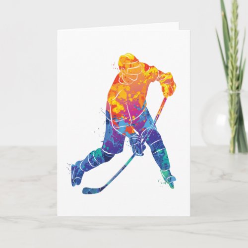 Watercolor Ice Hockey Card