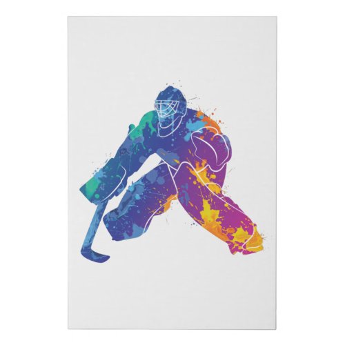 Watercolor Ice Hockey Goalie Faux Canvas Print