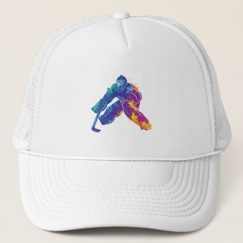 Watercolor Ice Hockey Goalie Trucker Hat