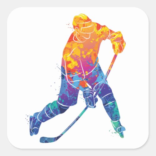 Watercolor Ice Hockey Square Sticker