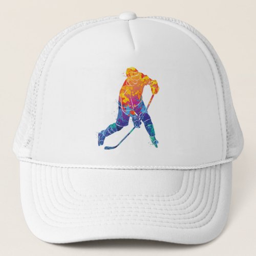 Watercolor Ice Hockey Trucker Hat