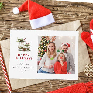 Watercolor Ice skate Family photo holiday  Card