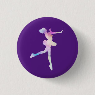 Watercolor Ice Skating Girl Button