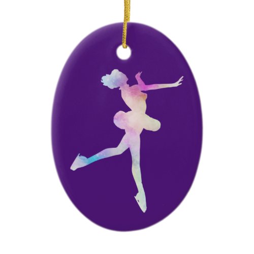 Watercolor Ice Skating Girl  Ceramic Ornament