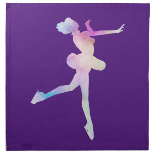 Watercolor Ice Skating Girl  Cloth Napkin