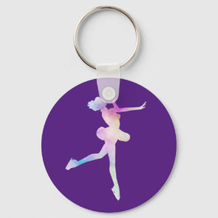 Watercolor Ice Skating Girl Keychain