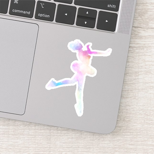 Watercolor Ice Skating Girl Sticker (Detail)