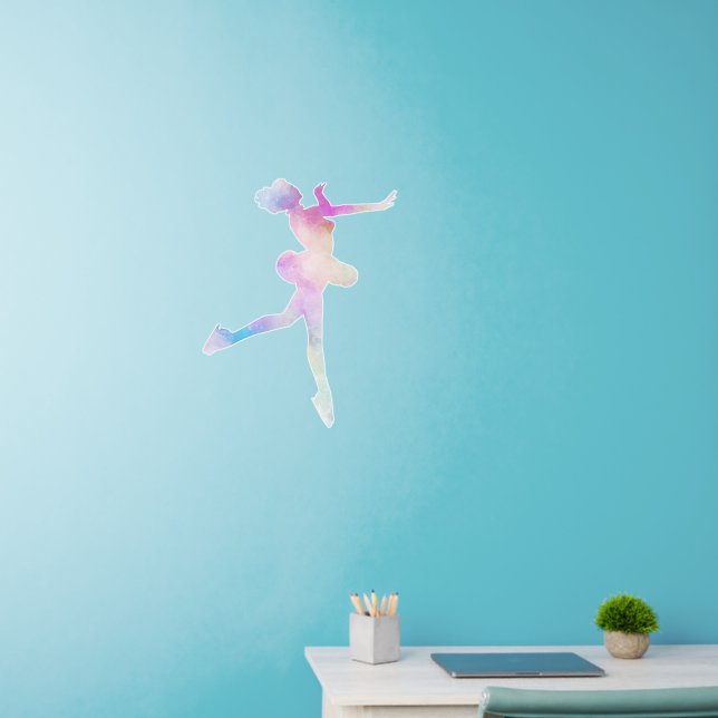 Watercolor Ice Skating Girl Wall Decal (Home Office)
