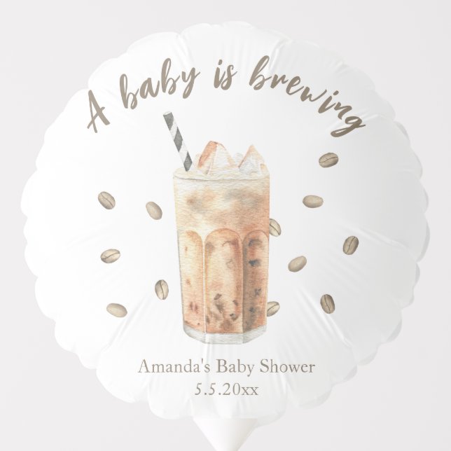 Watercolor Iced Coffee Brewing Baby shower Balloon (Front)
