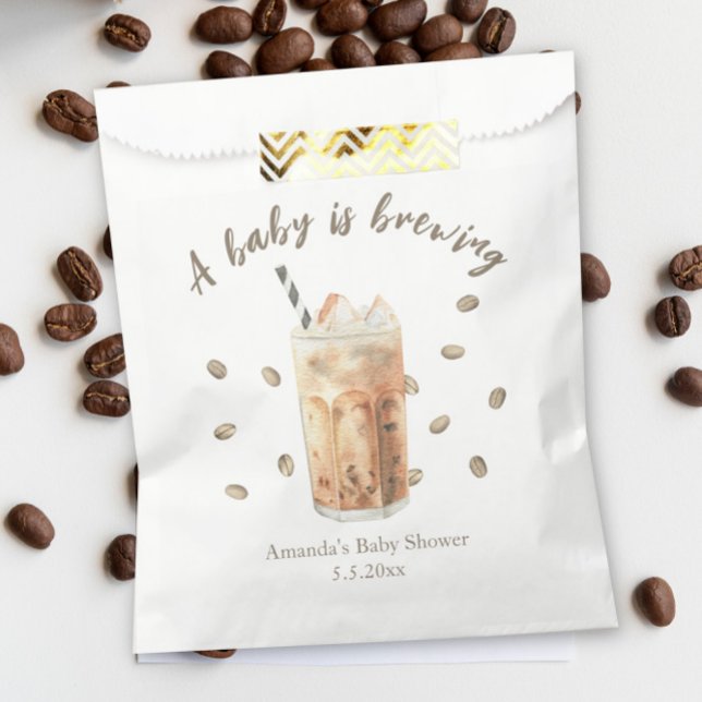 Watercolor Iced Coffee Brewing Baby shower Favor Bag (Creator Uploaded)