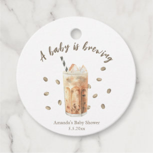 Watercolor Iced Coffee Brewing Baby shower Favor Tags