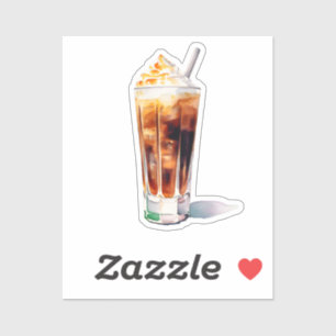 Watercolor Iced Coffee with Cream Cocktail Drink Sticker