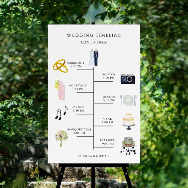 Watercolor Icon Wedding Day Timeline  Foam Board (Creator Uploaded)