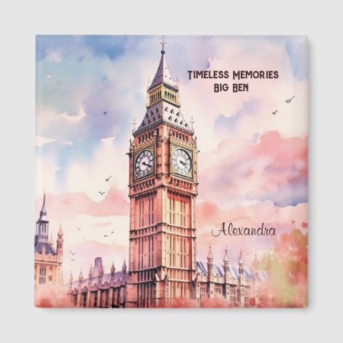 Watercolor Iconic Landmark City London Big Ben Magnet