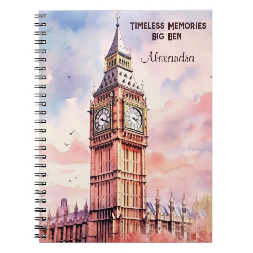 Watercolor Iconic Landmark City London Big Ben Notebook