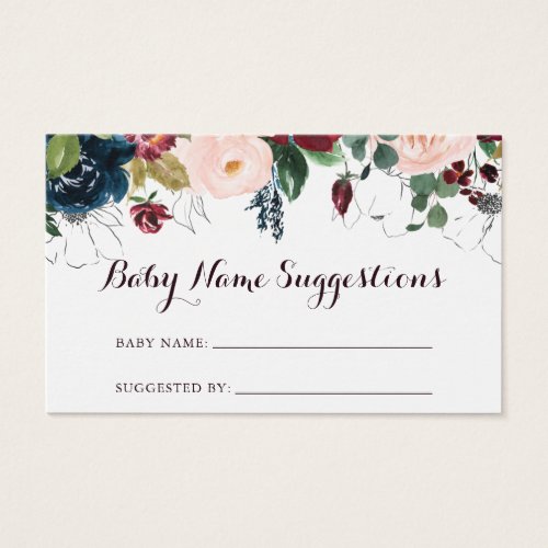 Watercolor Illustrated Baby Name Suggestions Card