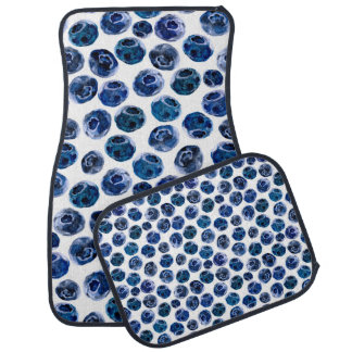 Watercolor illustrated blueberry set pattern car floor mat