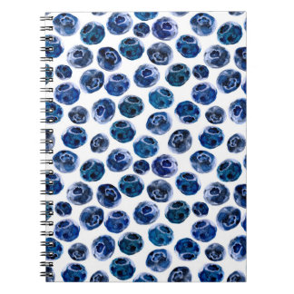Watercolor illustrated blueberry set pattern notebook