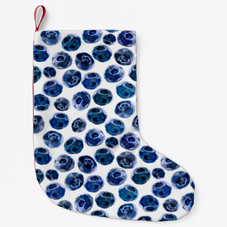 Watercolor illustrated blueberry set pattern small christmas stocking