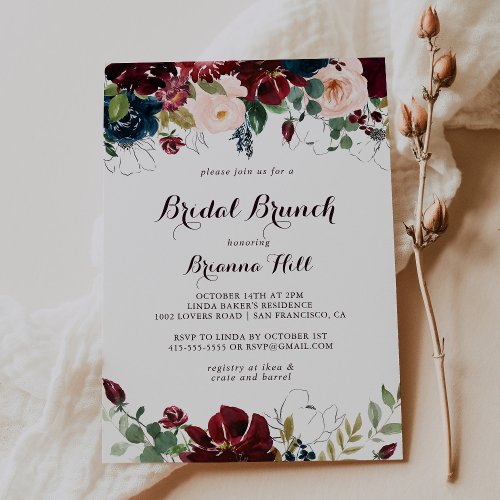 Watercolor Illustrated Bridal Brunch Bridal Shower Invitation