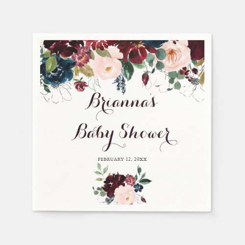 Watercolor Illustrated Calligraphy Baby Shower Napkins