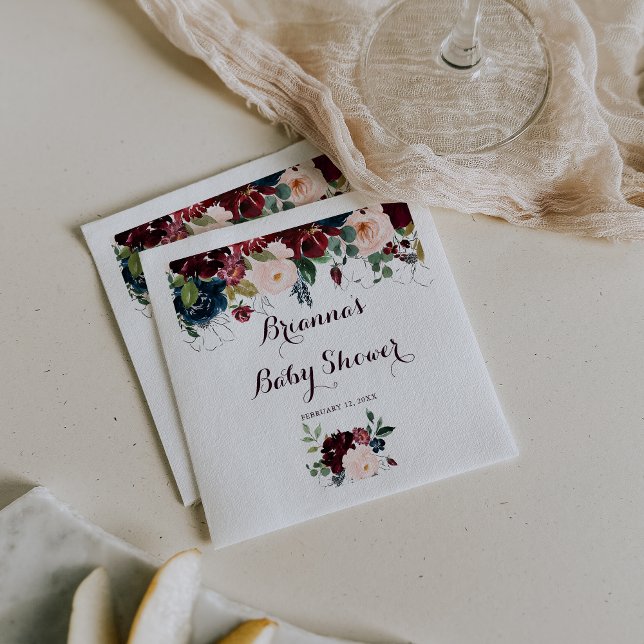 Watercolor Illustrated Calligraphy Baby Shower Napkins (Creator Uploaded)
