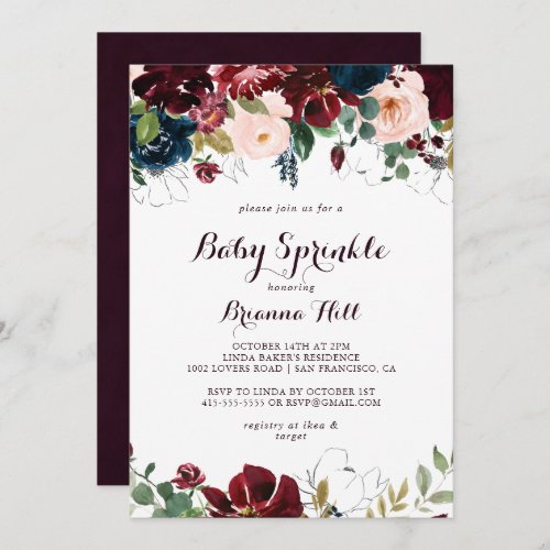 Watercolor Illustrated Calligraphy Baby Sprinkle Invitation