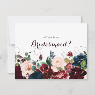 Watercolor Illustrated Fall Bridesmaid Proposal Note Card
