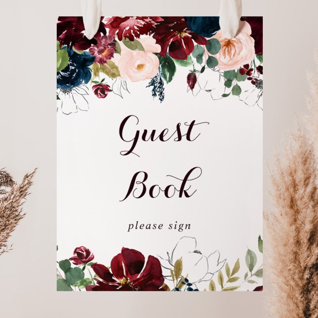 Watercolor Illustrated Fall Floral Guest Book Sign (Creator Uploaded)