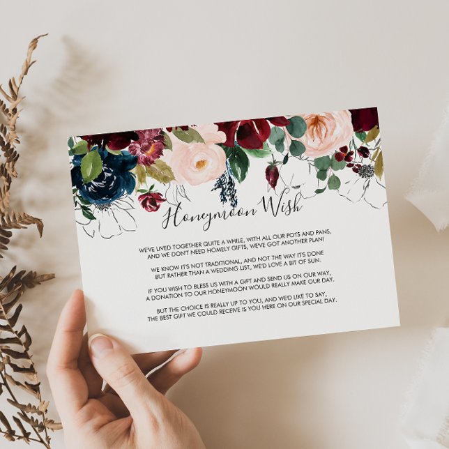 Watercolor Illustrated Fall Floral Honeymoon Wish  Enclosure Card (Creator Uploaded)