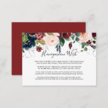 Watercolor Illustrated Fall Floral Honeymoon Wish  Enclosure Card<br><div class="desc">This watercolor illustrated fall floral honeymoon wish enclosure card is perfect for a simple wedding. The design features artistic hand-painted watercolor navy blue,  burgundy,  red,  blush roses and peonies with elegant green leaves,  inspiring the colorful idyllic autumn beauty.</div>
