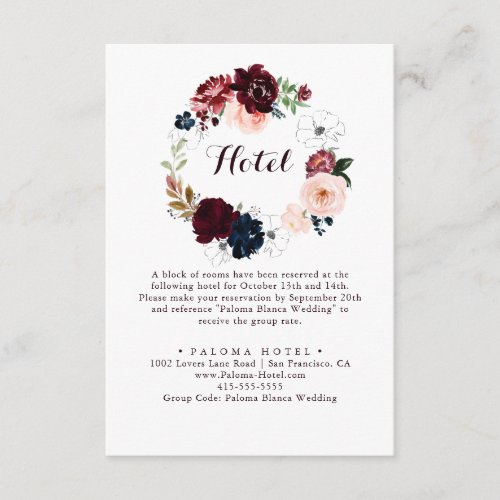 Watercolor Illustrated Fall Floral Hotel Enclosure Card