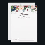 Watercolor Illustrated Fall Floral Wedding Advice Card<br><div class="desc">This watercolor illustrated fall floral wedding advice card is perfect for a simple wedding. The design features artistic hand-painted watercolor navy blue, burgundy, red, blush roses and peonies with elegant green leaves, inspiring the colorful idyllic autumn beauty. These cards are perfect for a wedding, bridal shower, baby shower, graduation party...</div>