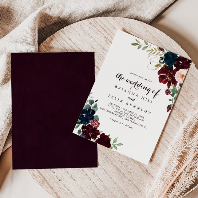 Watercolor Illustrated Fall Floral Wedding  Invitation (Creator Uploaded)