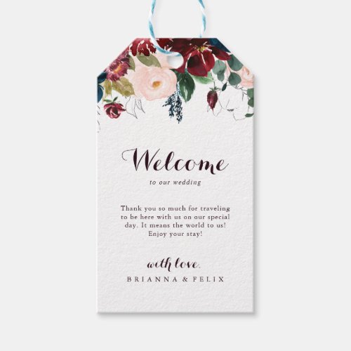 Watercolor Illustrated Fall Floral Wedding Welcome Gift Tags