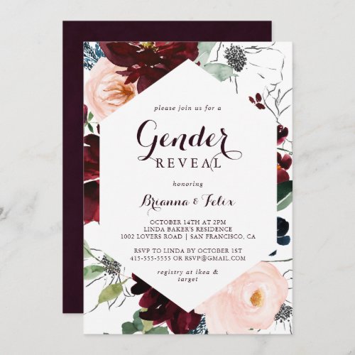 Watercolor Illustrated Fall Gender Reveal Party Invitation