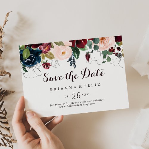 Watercolor Illustrated Fall Horizontal Wedding Save The Date
