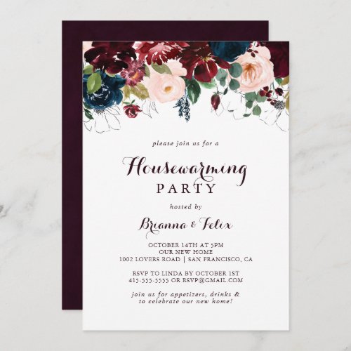 Watercolor Illustrated Fall Housewarming Party Invitation