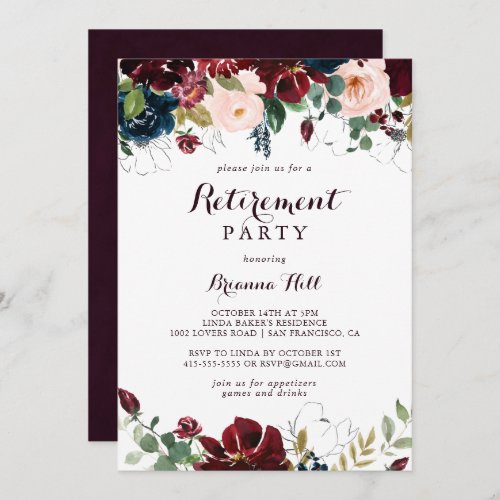 Watercolor Illustrated Fall Retirement Party Invitation